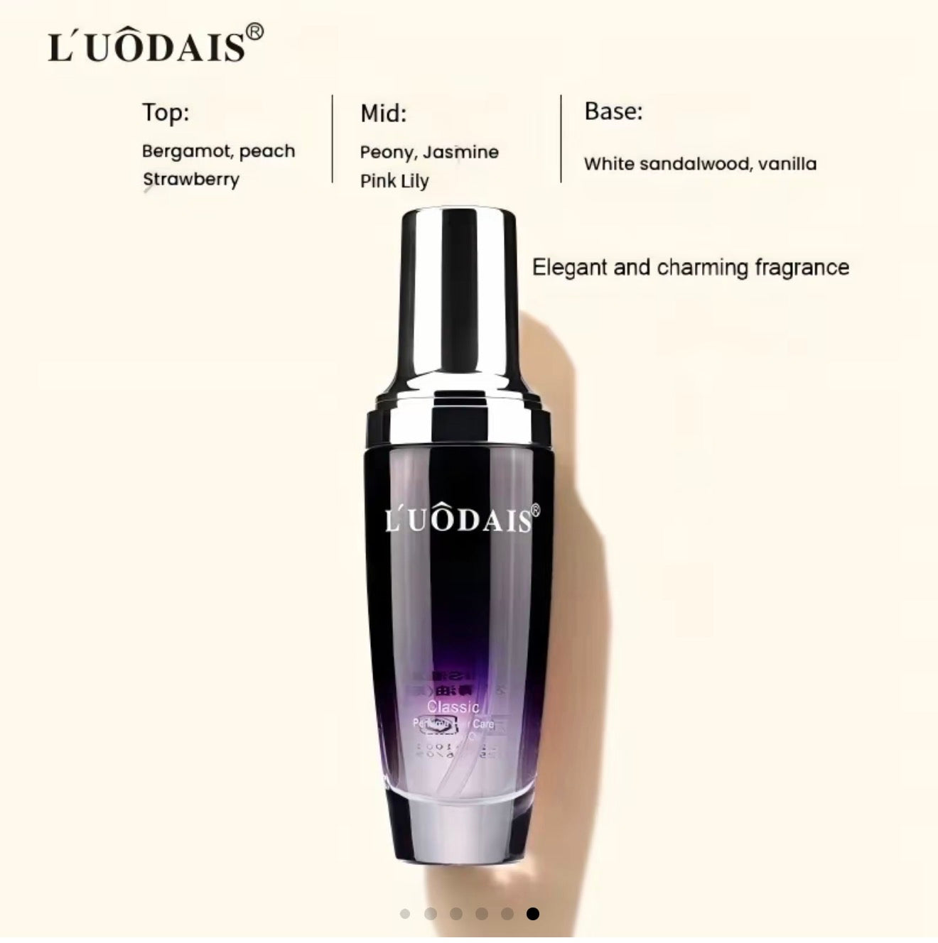 L'UÔDAIS 80ml Leave-on Fragrance Hair Oil - Contains macadamia nut and olive oil, with a rich, long-lasting floral scent. Moisturizing and non-greasy, designed for dry, frizzy hair. Provides lightweight styling and damage repair. Anti-frizz.
