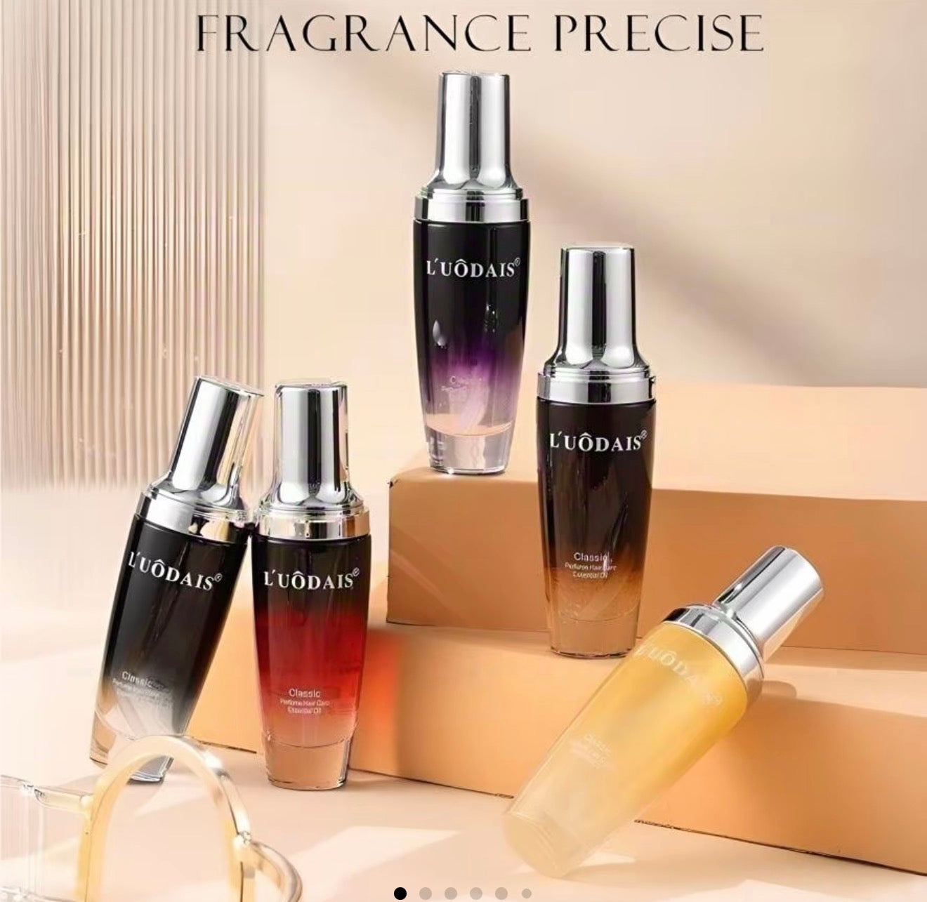 L'UÔDAIS 80ml Leave-on Fragrance Hair Oil - Contains macadamia nut and olive oil, with a rich, long-lasting floral scent. Moisturizing and non-greasy, designed for dry, frizzy hair. Provides lightweight styling and damage repair. Anti-frizz.